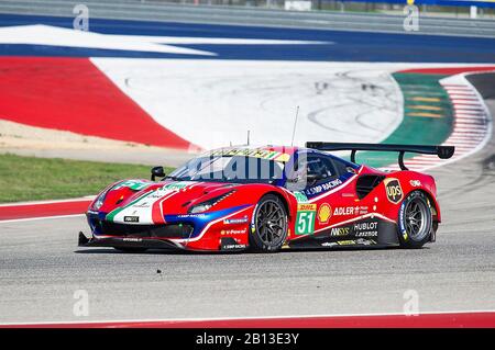 Austin, Texas, USA. Februar 2020. AF CORSE James Calado & Alessandro Pier Guidi mit LMGTE Pro #51 mit dem Ferrari 488 GTE EVO bei Practice 1-FIA WEC Lone Star Le Mans, Circuit of The Americas in Austin, Texas. Mario Cantu/CSM/Alamy Live News Stockfoto