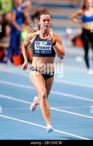 Apeldoorn, Niederlande. Februar 2020. Apeldoorn, 22-02-2020, Omnisport Apeldoorn, Frauen 60 m heizt, Saison 2019/2020. Nadine Visser während des NK Atletiek 2020 Indoor Credit: Pro Shots/Alamy Live News Stockfoto