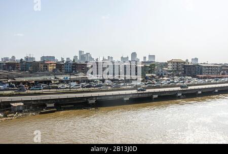 Die schwimmenden Slums von Lagos, Nigeria Stockfoto