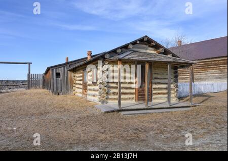 Old Log Building in Fort Steele, British Columbia, Kanada Stockfoto