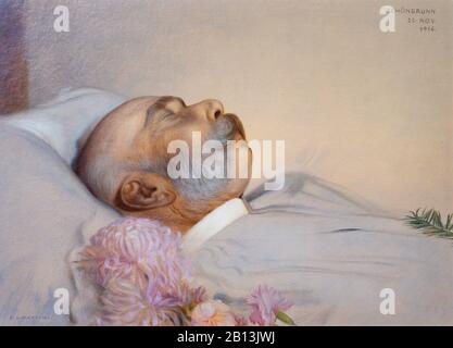 "Kaiser Franziskus Joseph I. auf Seinem Sterbebett" (1916) von Franz von Matsch (1861-1942). Stockfoto