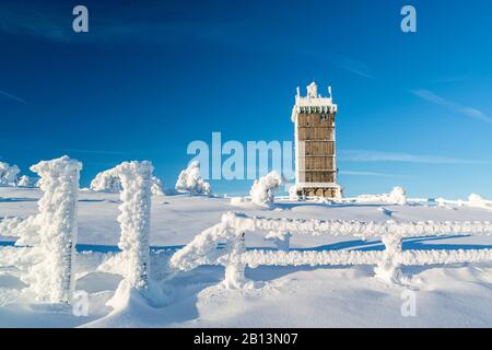 Der Brocken-Gipfel auf 111m, Nationalpark Harz, Sachsen-Anhalt, Deutschland Stockfoto