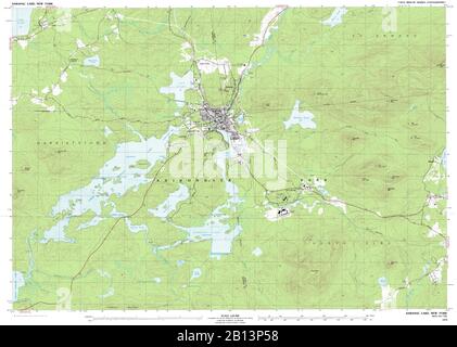 Sehr detaillierte Ansicht der topografischen Karte von 1979 für Saranac Lake, NY Stockfoto