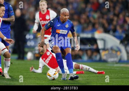 Getafe, Spanien. Februar 2020. Deyverson (Getafe) Fußball/Fußball: UEFA Europa League Runde 32 1. Spiel zwischen Getafe CF 2-0 AFC Ajax im Coliseum Alfonso Perez in Getafe, Spanien. Credit: Mutsu Kawamori/AFLO/Alamy Live News Stockfoto