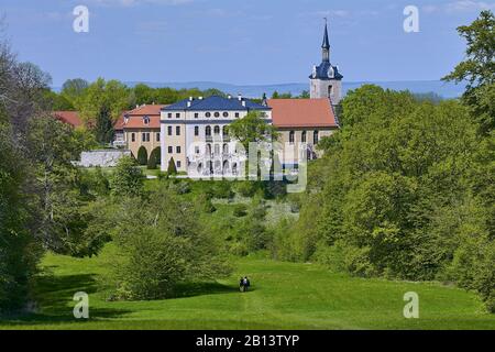 Schloss Ettersburg aus dem Pücklerschlag, Ettersburg in Weimar, Thüringen, Deutschland Stockfoto