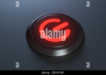 Taste und Schalter mit dunklem Hintergrund, abstraktes Konzept, 3D-Rendering. Digitale Zeichnung des Computers. Stockfoto