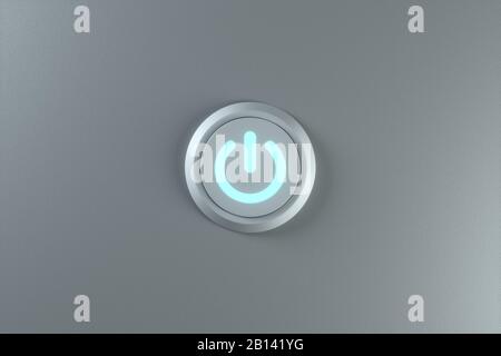 Taste und Schalter mit grauem Hintergrund, abstraktes Konzept, 3D-Rendering. Digitale Zeichnung des Computers. Stockfoto