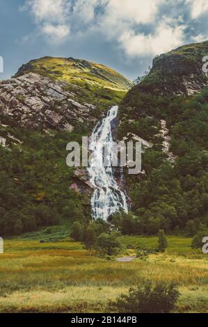 Steall Falls, Glen Nevis, Highlands, Schottland Stockfoto