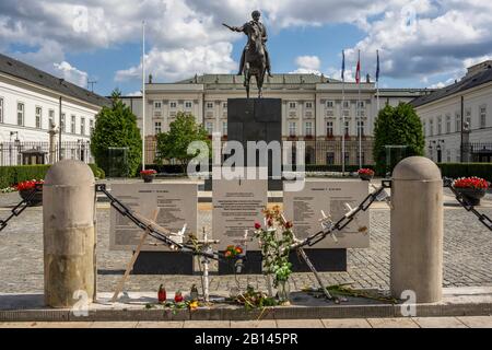 Das Denkmal für Prinz Józef Poniatowski im Hof des Präsidentenpalastes in Warschau, Polen Stockfoto