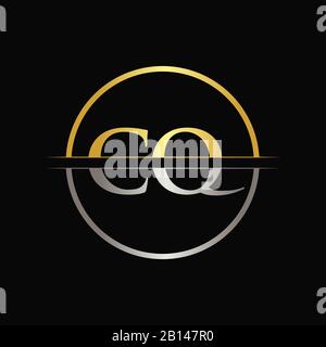 Initial Gold und Silver CQ Letter Logo Typografie Vektor-Vorlage. Creative Abstract Letter CQ Logo Design Stock Vektor
