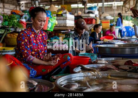 Wochenmarkt in Can Tho, Vietnam Stockfoto