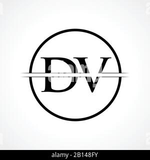 Vektor-Vorlage für das anfängliche DV-Letter Logo Mit schwarzer Farbe. DV-Logo Stock Vektor
