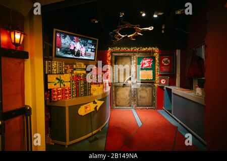 Weihnachtsdorf in Rovaniemi kurz vor Weihnachten, Finnland Stockfoto