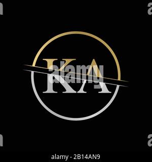 Vektorgrafiken Für die Gestaltung des Logos für den ersten KA-Buchstaben. Abstrakter Buchstabe KA Logo Design Stock Vektor
