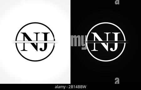Anfangsvorlage für den Monogrammbrief für das NJ-Logo. NJ Letter Logo Design Stock Vektor