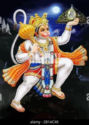 Hanuman Weißer indischer Heiliger gottesaffekt jayanti Illustration Stockfoto