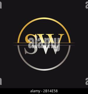 Anfangsbuchstaben SW Logo Design Vector Template. SW Schreiben Logo Design Stock Vektor