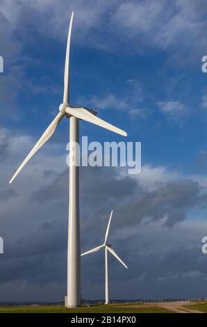 Windenergieanlagen in der Nähe von Harrogate, North Yorkshire, England, Großbritannien Stockfoto