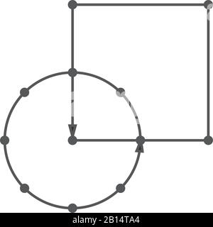 Lernen Sie Formen und geometrische Figuren zeichnen. . Punkte und Linien. Darstellung des Stock-Vektors auf weißem Hintergrund isoliert. Stock Vektor