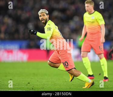 Leicester, ENGLAND - 22. FEBRUAR Sergio Aguero (10) von Manchester City während des Premier-League-Spiels zwischen Leicester City und Manchester City im King Power Stadium, Leicester am Samstag, 22. Februar 2020. (Kredit: Jon Hobley / MI News) Foto darf nur für redaktionelle Zwecke in Zeitungen und/oder Zeitschriften verwendet werden, Lizenz für kommerzielle Nutzung erforderlich Credit: MI News & Sport /Alamy Live News Stockfoto