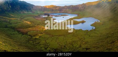 Luftbild der Caldeira von Corvo, Azoren, Corvo Stockfoto