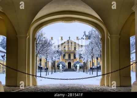 Rammenau Barockschloss im Winter - Schloss Rammenau im Winter, Sachsen Stockfoto