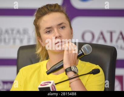 Doha, Katar. Februar 2020. Elina Svitolina aus der Ukraine nimmt an einer Pressekonferenz vor dem Tennisturnier der WTA Katar Open 2020 in Doha, Katar, 23. Februar 2020 Teil. Kredit: Nikku/Xinhua/Alamy Live News Stockfoto