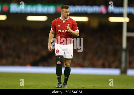 Jarrod Evans von Wales blickt auf. Wales/Frankreich, Guinness Six Nations Championship 2020 International Rugby Match im Fürstenstadion in Cardiff, Wales, Großbritannien am Samstag, 22. Februar 2020. PIC von Andrew Orchard/Alamy Live News BITTE BEACHTEN SIE, DASS DAS BILD NUR FÜR REDAKTIONELLE ZWECKE VERFÜGBAR IST Stockfoto