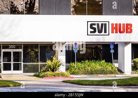 20. Februar 2020 Santa Clara/CA/USA - SVI Hub bietet feige Räume, virtuelle Büros, private/dedizierte Schreibtische und private Büros im Silicon Valley Stockfoto