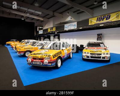 Race Retro Motorsport Show Stoneleigh Park Warwickshire UK. Rallye-Rennwagen-Etappe. Stockfoto