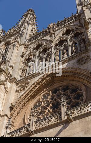 La Santa Iglesia Catedral Basílica Metropolitana de Santa María in Burgos Stadt, Kastilien und Leon, Spanien. Stockfoto