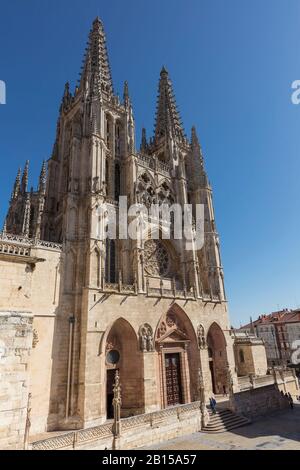 La Santa Iglesia Catedral Basílica Metropolitana de Santa María in Burgos Stadt, Kastilien und Leon, Spanien. Stockfoto