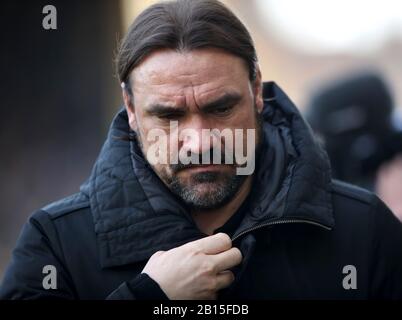 Norwich City Manager Daniel Farke beim Premier League Spiel in Molineux, Wolverhampton. Stockfoto