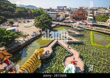 Landschaft des lotusteichs in kaohsiung, taiwan Stockfoto