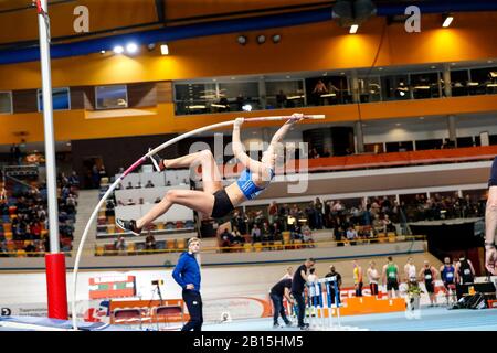 Apeldoorn, Niederlande. Februar 2020. Apeldoorn, 23-02-2020, Omnisport Apeldoorn, Damen High Jump Finale, Saison 2019/2020. Während der NK Atletiek 2020 Indoor Credit: Pro Shots/Alamy Live News Stockfoto