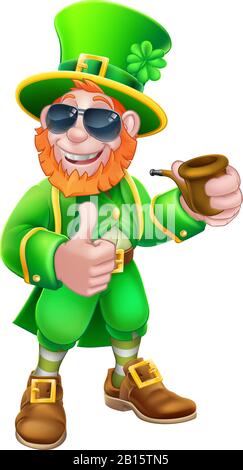Leprechaun St Patricks Day Zeichentrickfigur Stock Vektor