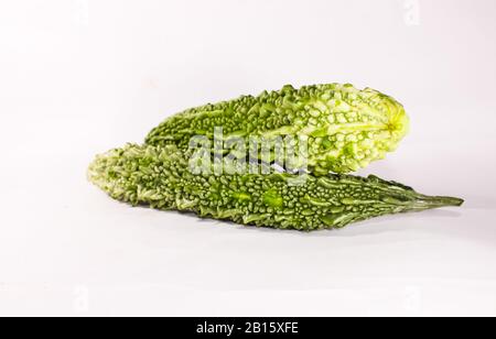 Ein grünes, wunderschönes bitteres Gourd mit guter Textur Stockfoto