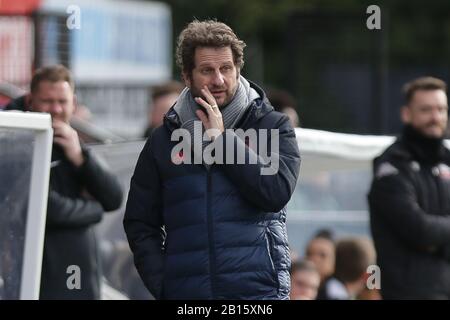 London, Großbritannien. Februar 2020. Joe Montemurro Manager der Arsenal-Frauen beim FA-Cup-Spiel zwischen Arsenal und Lewes Ladies im Meadow Park, Borehamwood am Sonntag, 23. Februar 2020. (Kredit: Jacques Feeney News & Sport) Foto darf nur für redaktionelle Zwecke in Zeitungen und/oder Zeitschriften verwendet werden, Lizenz für kommerzielle Nutzung erforderlich Kredit: MI News & Sport /Alamy Live News Stockfoto