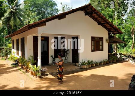 Sri Lanka, Provinz Uva, Distrikt Badalkumbura, ländliches Haus und Bauer Stockfoto
