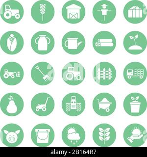 Silhouette Block Stil Icon Set Design, Agronomie Farm Lifestyle Landwirtschaft Ernte ländlichen Landwirtschaft und Land Thema Vector Illustration Stock Vektor