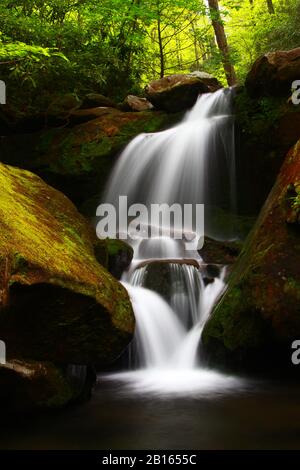 Wasserfälle auf der Roaring Fork motor Trail in der Nähe von Gatlinburg Tennessee in den Smokey Mountain National Park Stockfoto