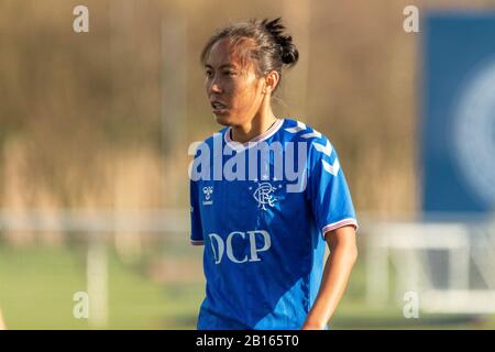 Glasgow, Großbritannien. Februar 2020. Bala Devi von Rangers FC während der Scottish Building Society Scottish Women's Premier League 1 Fixture Rangers FC vs. Heart of Midlothian FC im Hummel Training Center, Glasgow, 23. Februar 2020 - Credit: Colin Poultney/Alamy Live News Stockfoto