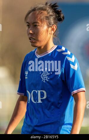 Glasgow, Großbritannien. Februar 2020. Bala Devi von Rangers FC während der Scottish Building Society Scottish Women's Premier League 1 Fixture Rangers FC vs. Heart of Midlothian FC im Hummel Training Center, Glasgow, 23. Februar 2020 - Credit: Colin Poultney/Alamy Live News Stockfoto