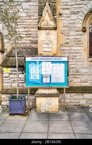 Vereinigte Reformierte Kirche Notice Board Stockfoto