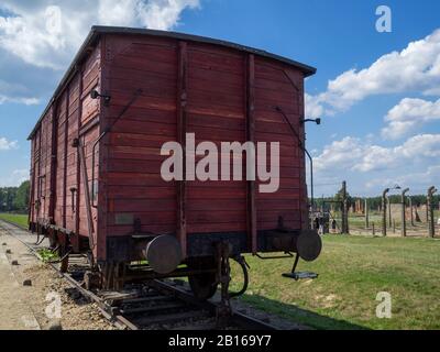 Eisenbahnwaggon im Konzentrationslager Auschwitz II Stockfoto