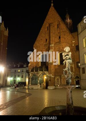 Krakauer Kirche St. Barbara Nachtschuss Stockfoto