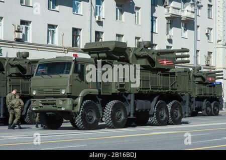 Moskau, Russland - Mai 07, 2017 Flugabwehrrakete System Pantsir-S1 (SA-22 Greyhound) während der Generalprobe des militärischen Parade für Sieg Tag auf Stockfoto