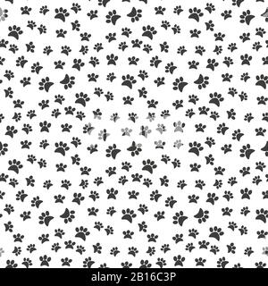 Hund Pfotenabdruck nahtlose Muster auf weißem Hintergrund Stock Vektor