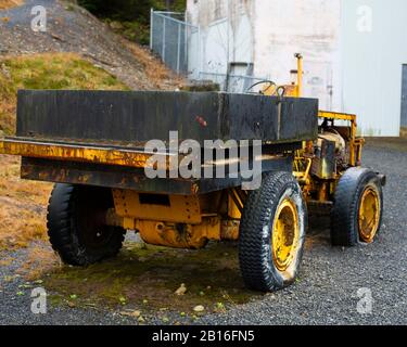 Ein alter Müllwagen im Britannia Mine Museum in Britannia Beach, British Columbia, Kanada Stockfoto