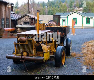 Ein alter Müllwagen im Britannia Mine Museum in Britannia Beach, British Columbia, Kanada Stockfoto